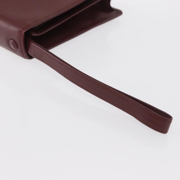 CARTIER Must Line Clutch Bag Leather Bordeaux Gold Auth BA9535